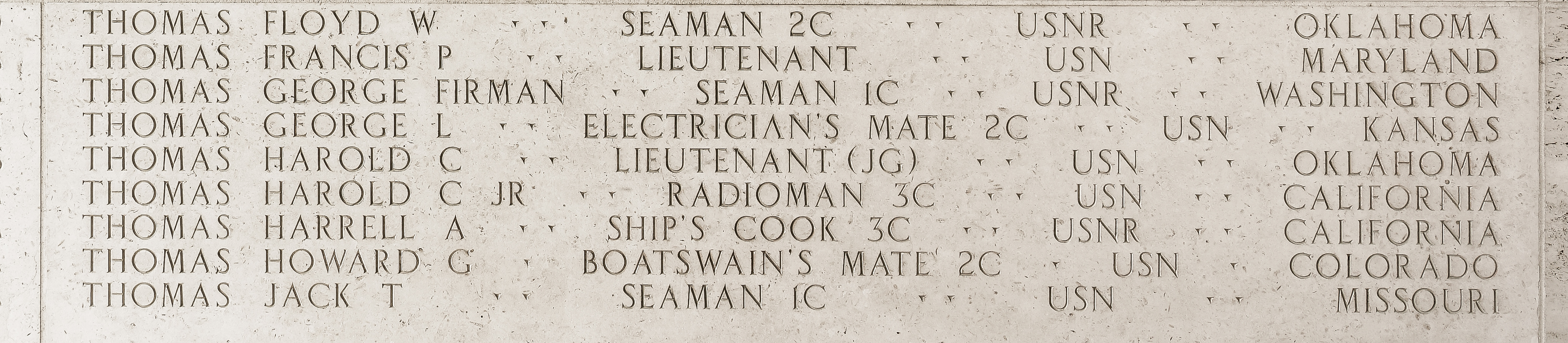 George L. Thomas, Electrician's Mate Second Class